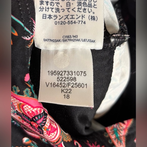 Lands End Paisley Underwire Wrap Tankini Swim Beach Floral 18 Black Pink 0933 - Picture 6 of 6